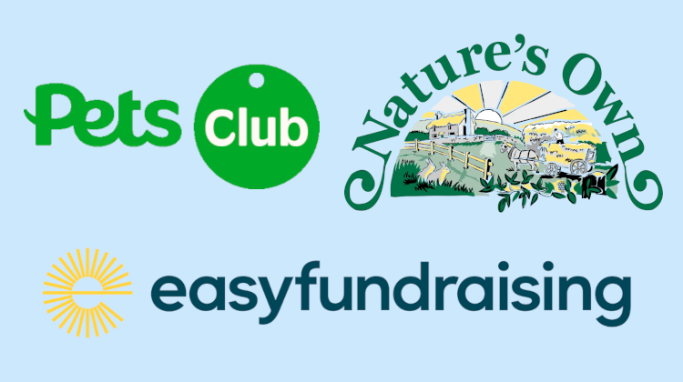 Pets at Home Club, Nature's Own and easyfundraising logos
