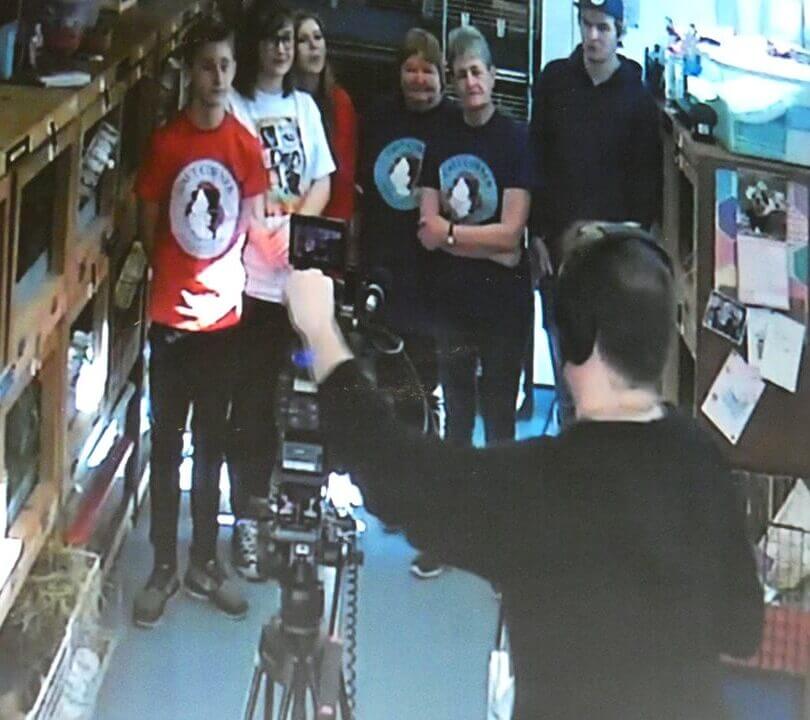 CCTV image of Ceva filming the Cavy Corner Volunteers