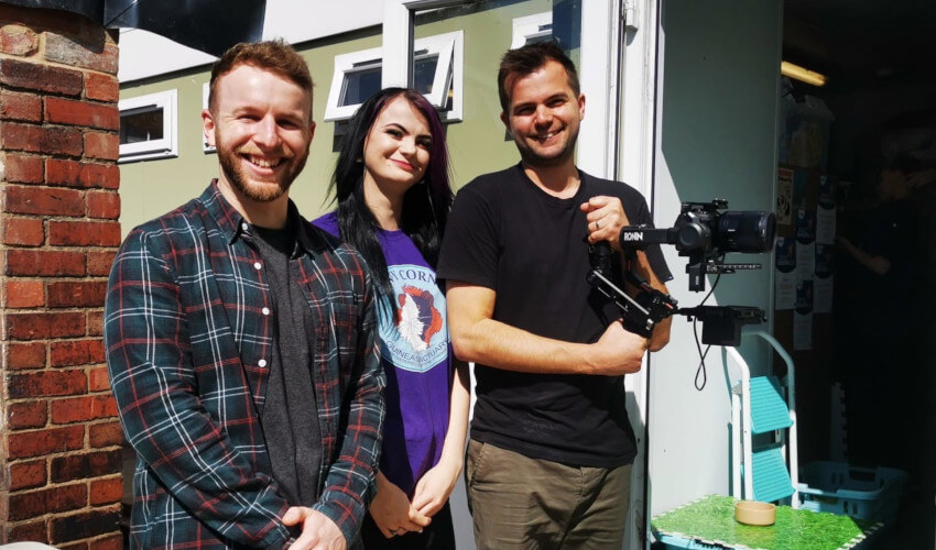 Ellie with camera men